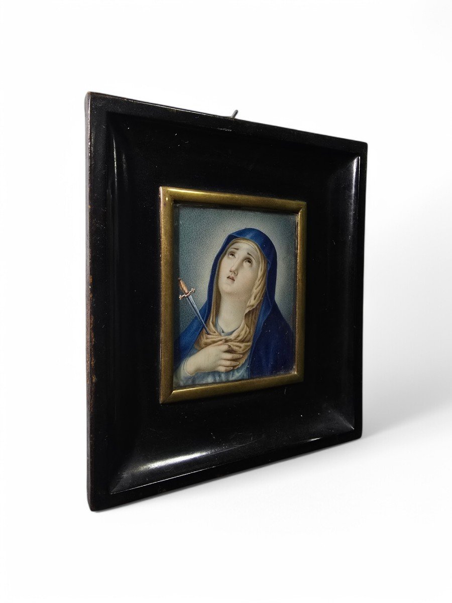 18th Century Miniature Oil Painting – Our Lady Of Sorrows-photo-4