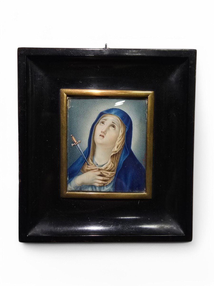 18th Century Miniature Oil Painting – Our Lady Of Sorrows-photo-5