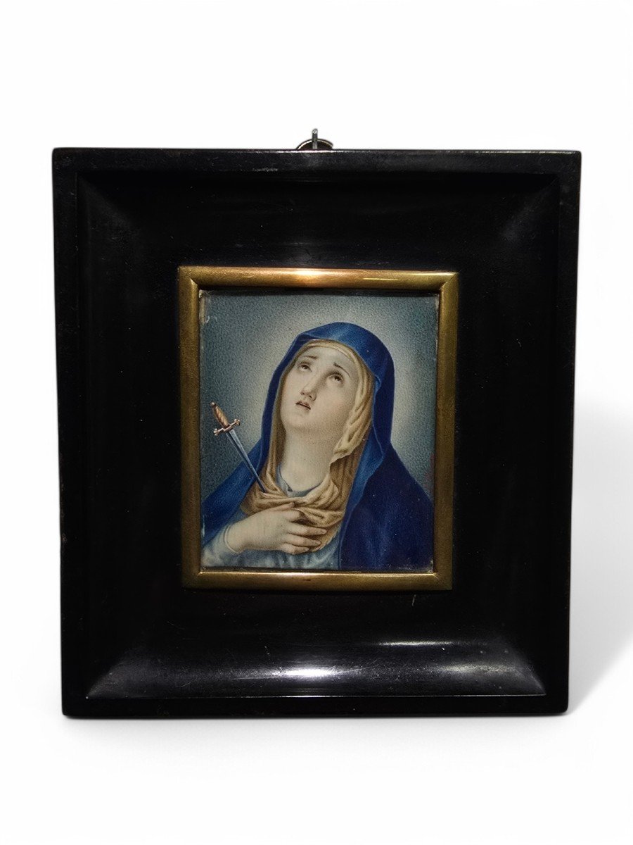 18th Century Miniature Oil Painting – Our Lady Of Sorrows-photo-6