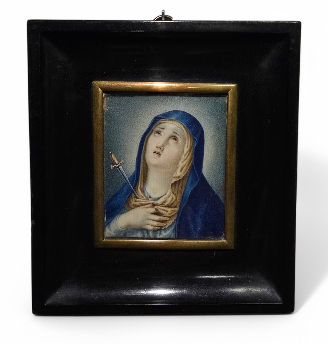 18th Century Miniature Oil Painting – Our Lady Of Sorrows