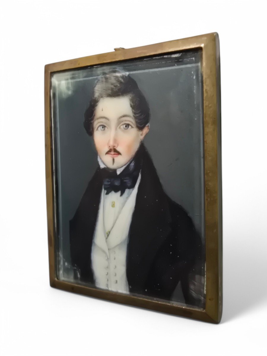 19th Century Miniature Oil Portrait-photo-1