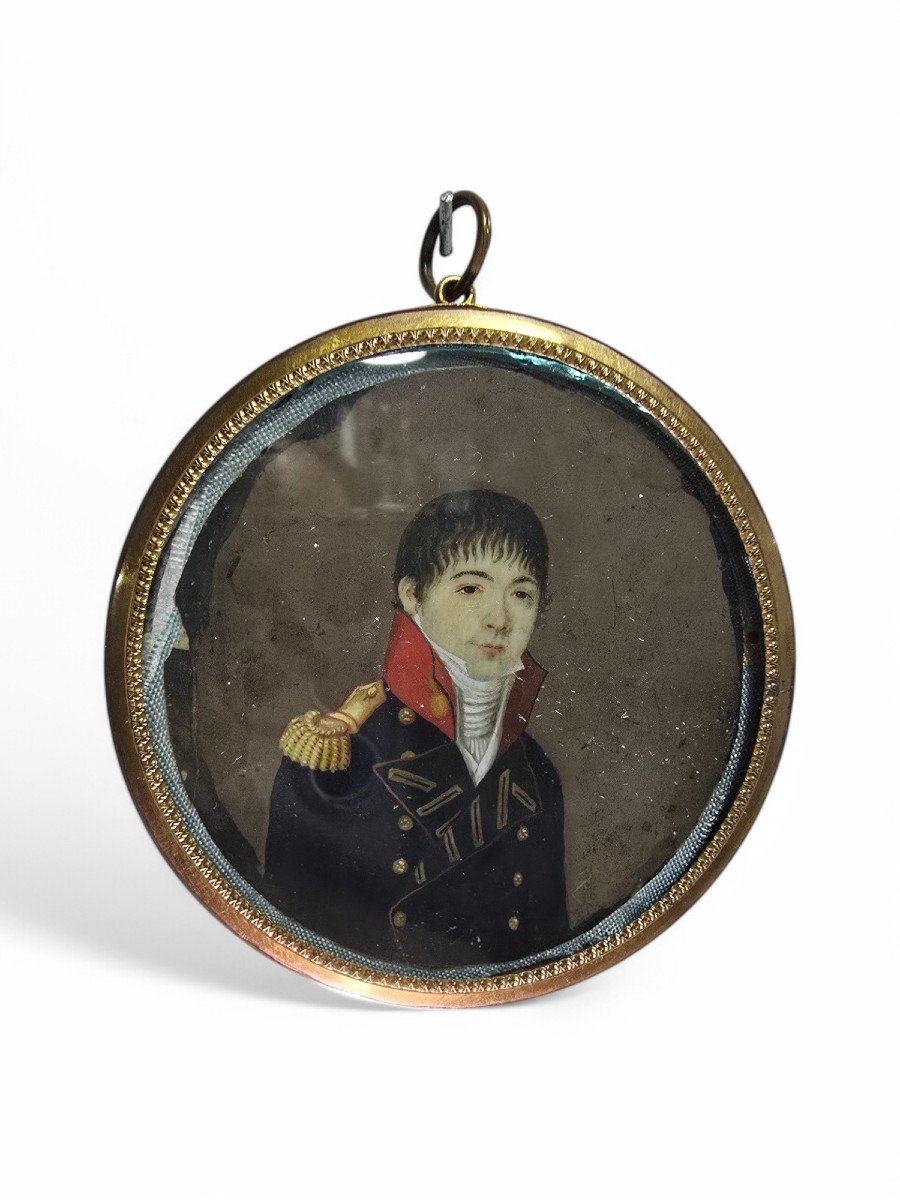 Oil Miniature Depicting An 18th Century Naval Officer-photo-4