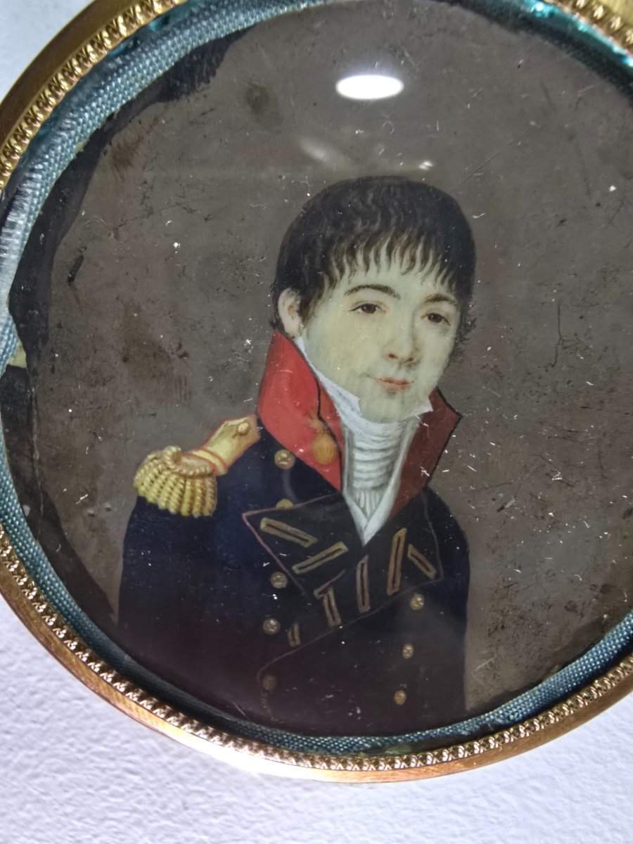 Oil Miniature Depicting An 18th Century Naval Officer-photo-1