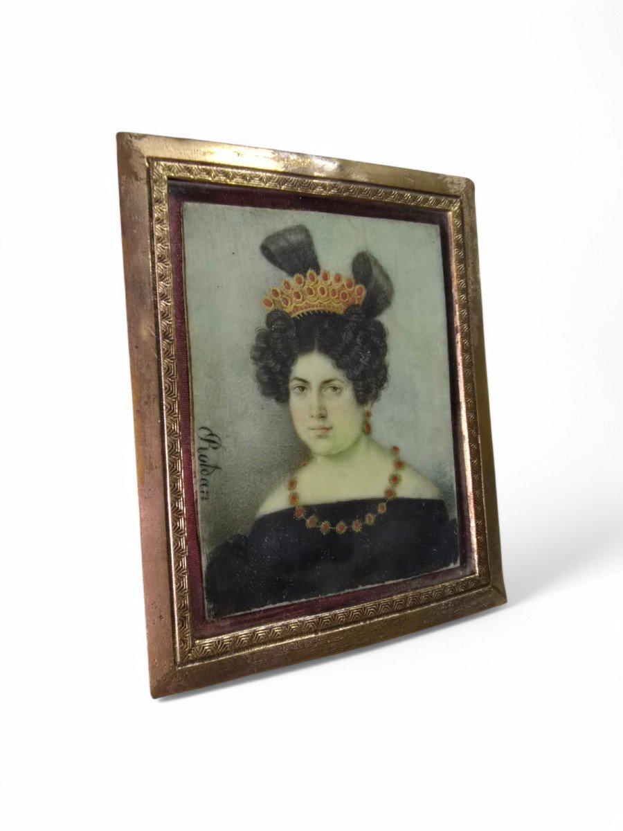 Miniature Portrait Of A 19th Century Spanish Aristocracy – Signed Roldán-photo-2