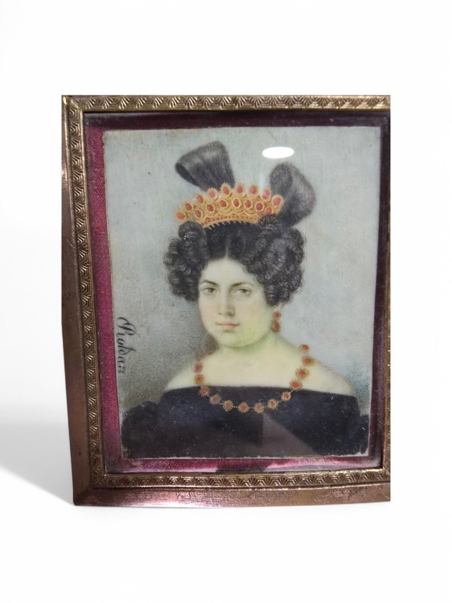 Miniature Portrait Of A 19th Century Spanish Aristocracy – Signed Roldán-photo-3