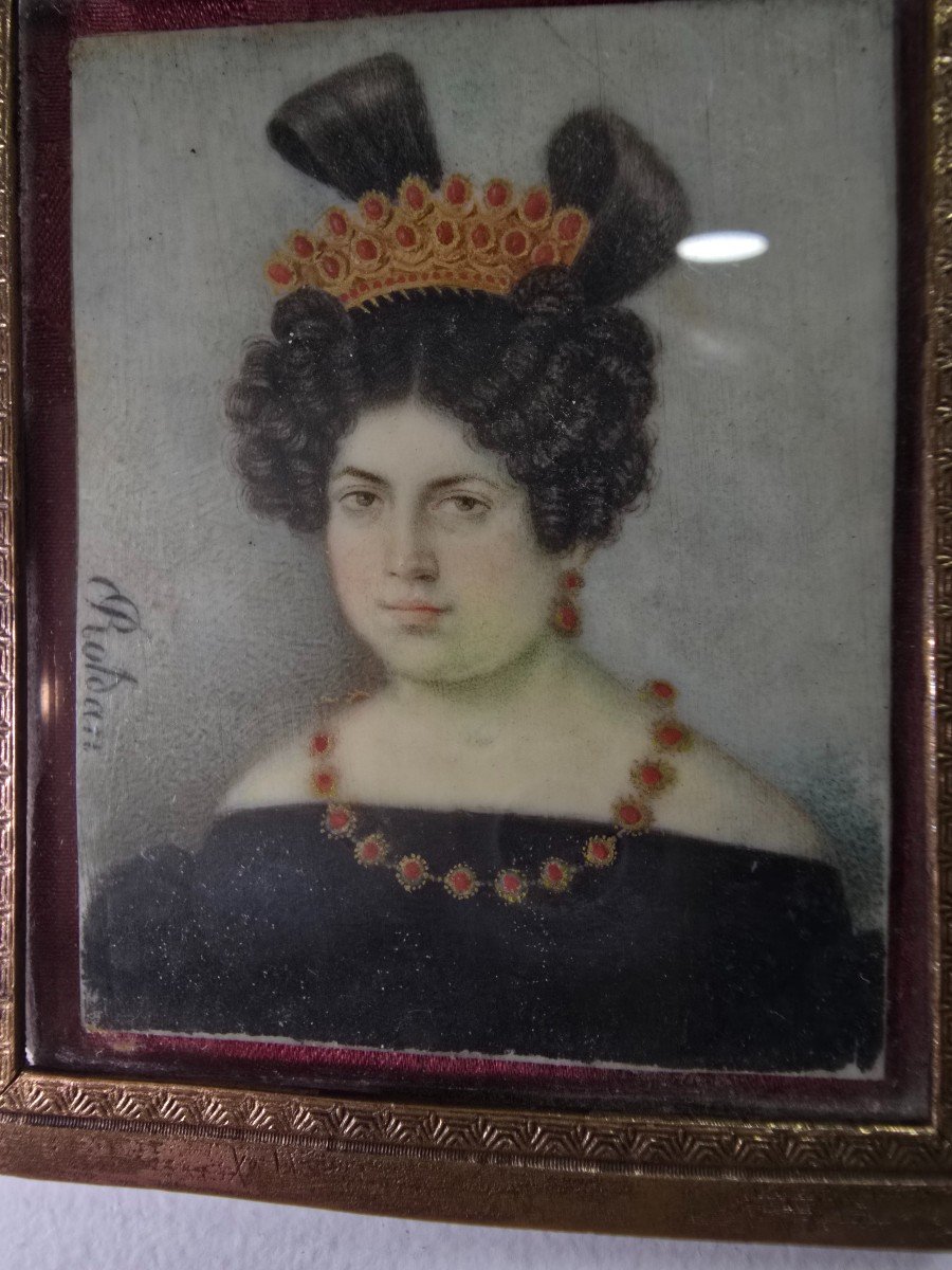 Miniature Portrait Of A 19th Century Spanish Aristocracy – Signed Roldán-photo-2