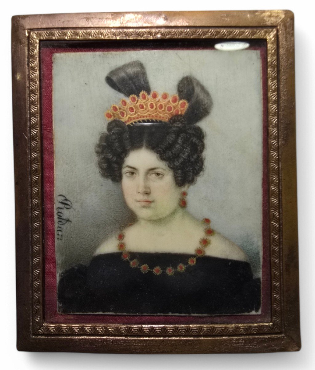 Miniature Portrait Of A 19th Century Spanish Aristocracy – Signed Roldán