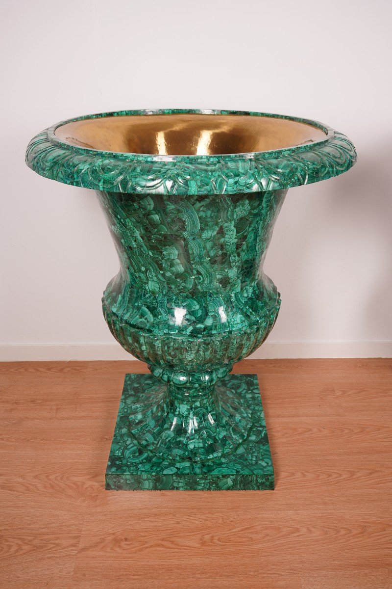 Pair Of 20th Century Malachite Vases – 100 Cm-photo-4