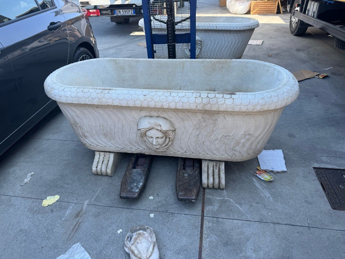 Pair Of Classic Italian Marble Bathtubs – 20th Century-photo-2