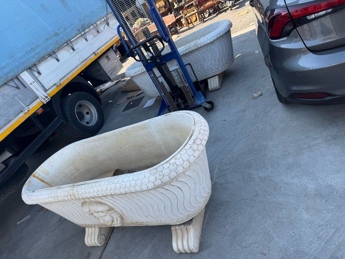 Pair Of Classic Italian Marble Bathtubs – 20th Century-photo-5