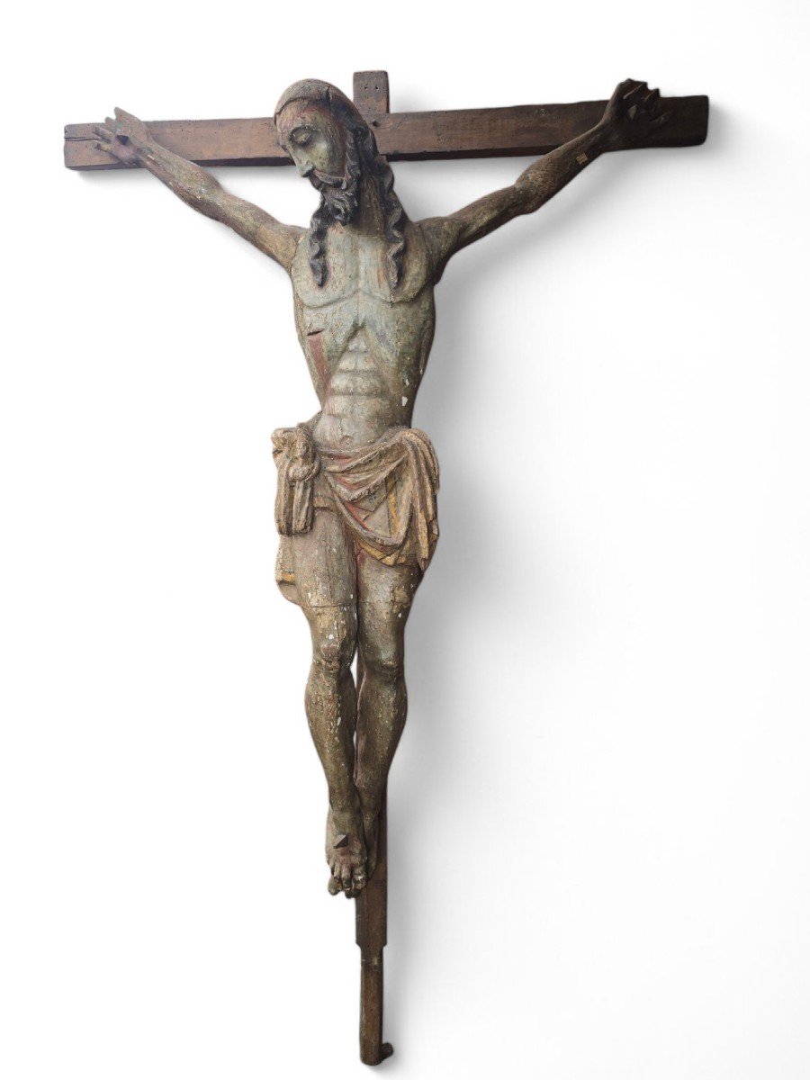 Large Christ On The Cross – 15th Century 180 Cm-photo-8
