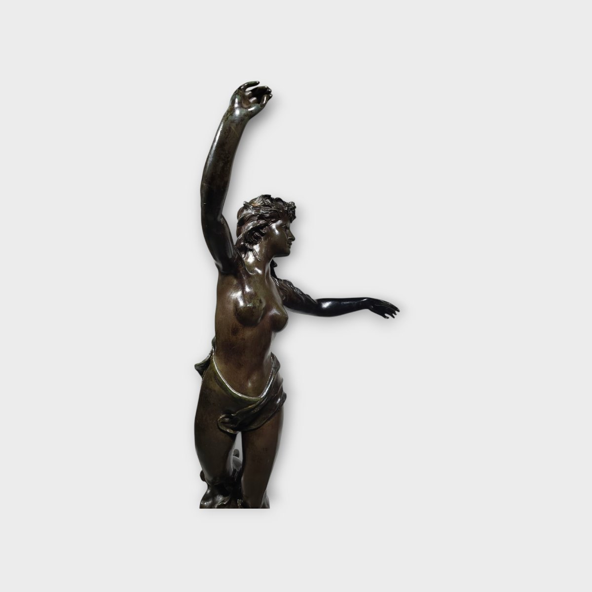  French Bronze Sculpture Representing A Nude Woman, Marcel Debut 108 Cm-photo-1