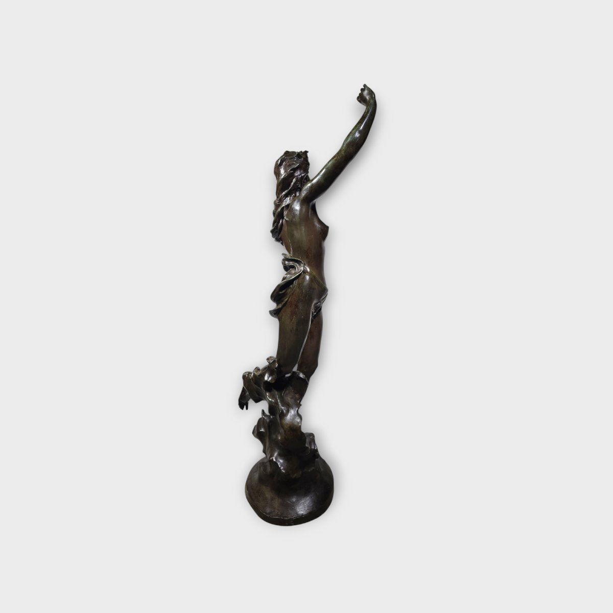  French Bronze Sculpture Representing A Nude Woman, Marcel Debut 108 Cm-photo-3