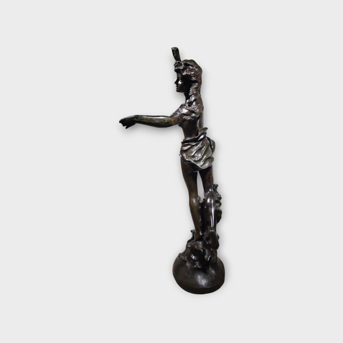  French Bronze Sculpture Representing A Nude Woman, Marcel Debut 108 Cm-photo-6