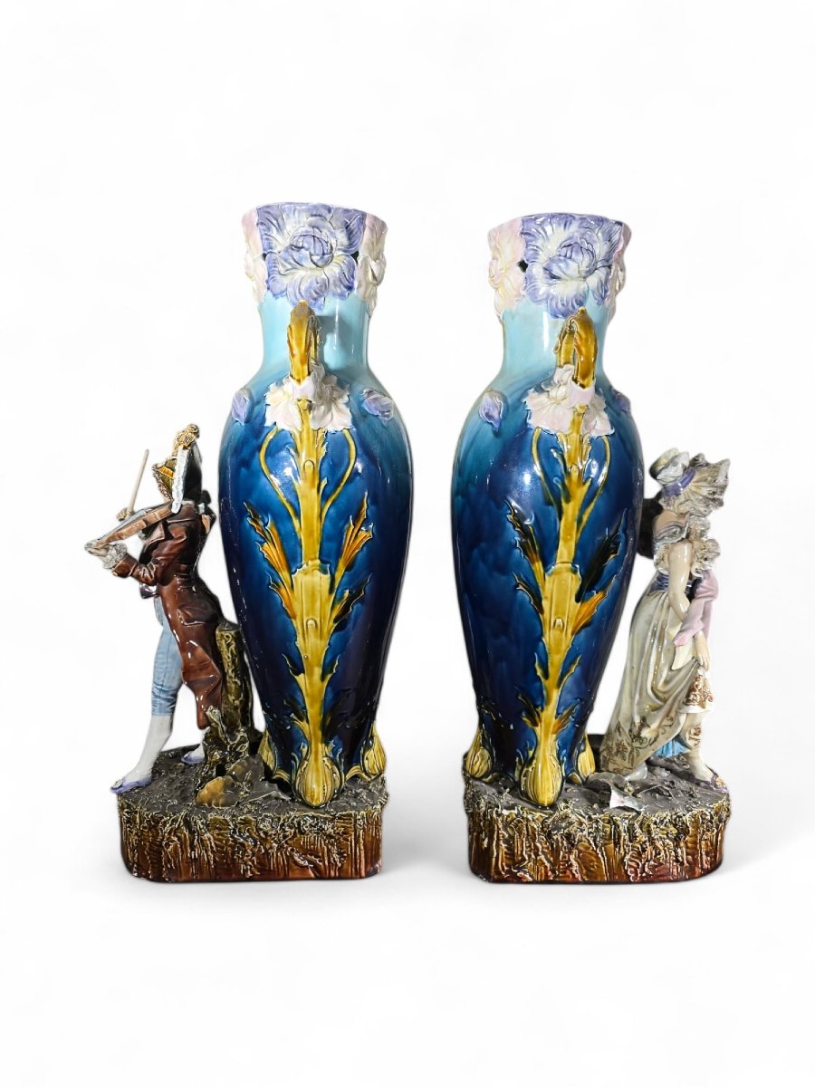 Paire De Vases En Céramique Art Nouveau – Vers 1900-photo-6