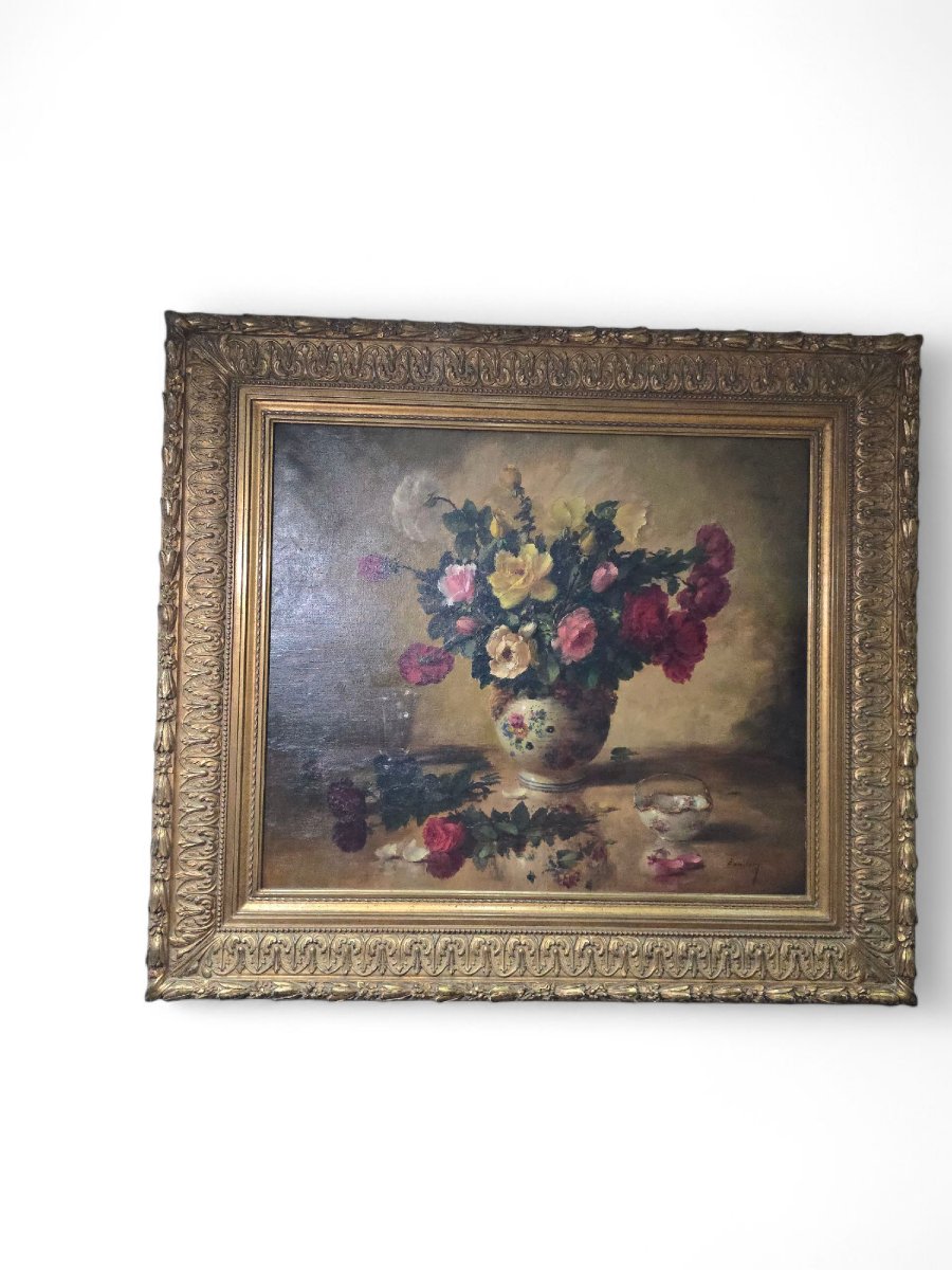 Peinture à l'Huile Florale – Début Des Années 1900-photo-8