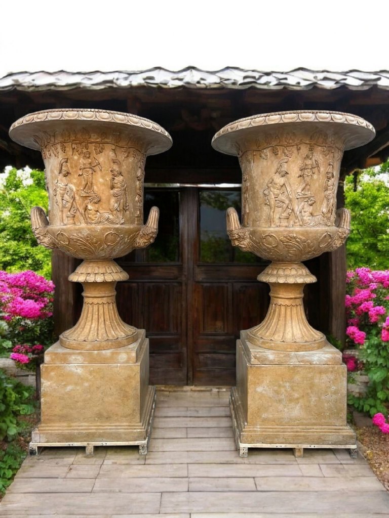 Italian Marble Garden Vases – 1980s 160cm