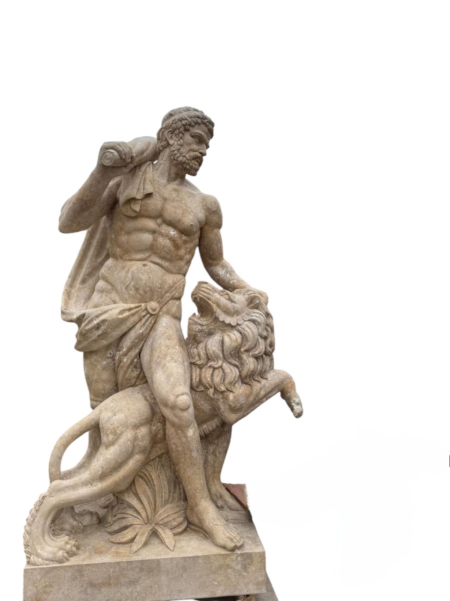 Paire De Sculptures d'Hercule En Marbre Italien – Fin Du XXe Siècle 280 Cm-photo-3