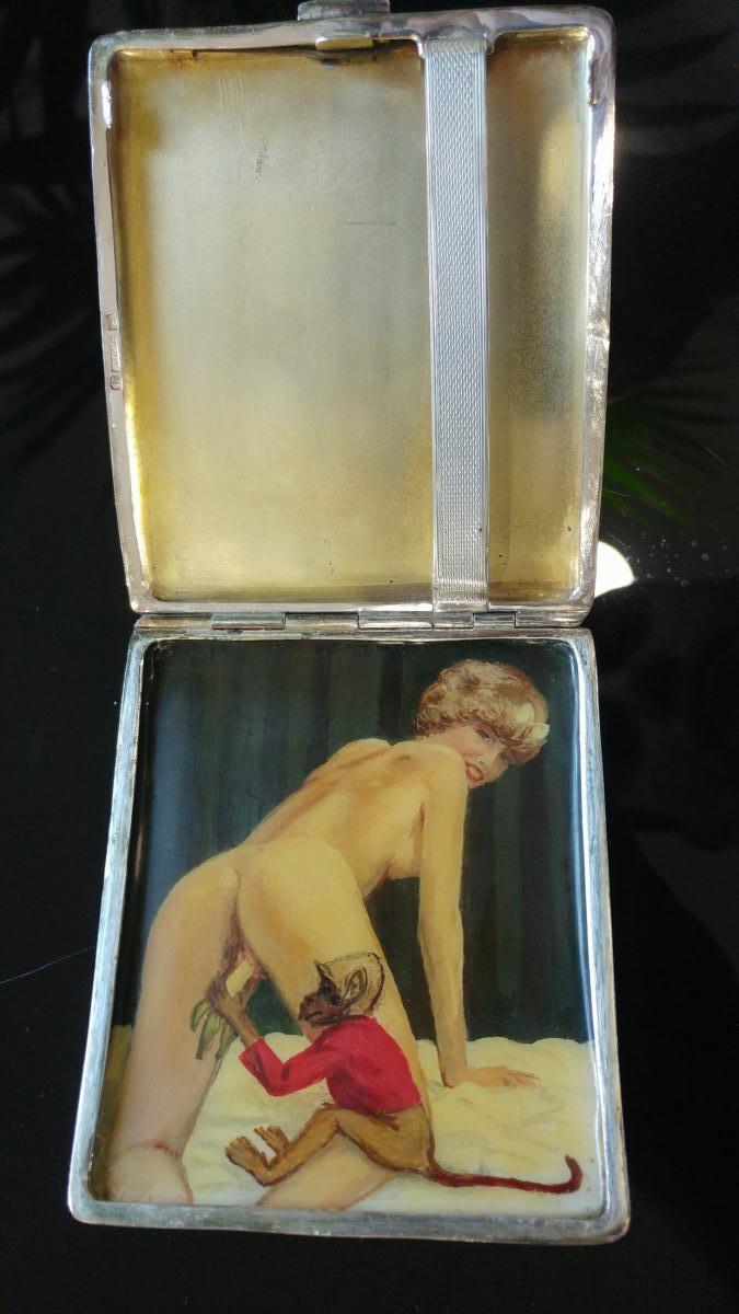Erotic Tobacco Box In Sterling Silver-photo-5