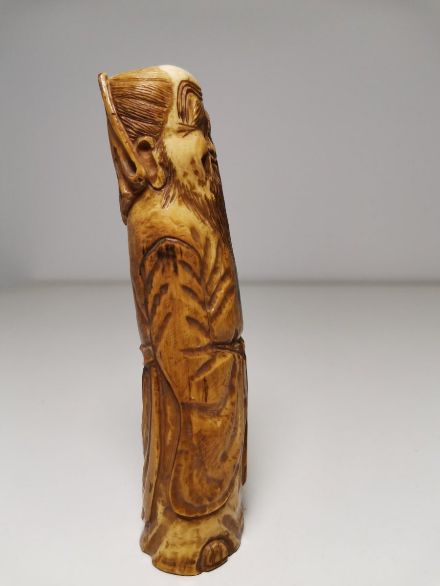 Chinese Monk In Ivory From XIX Eme-photo-3