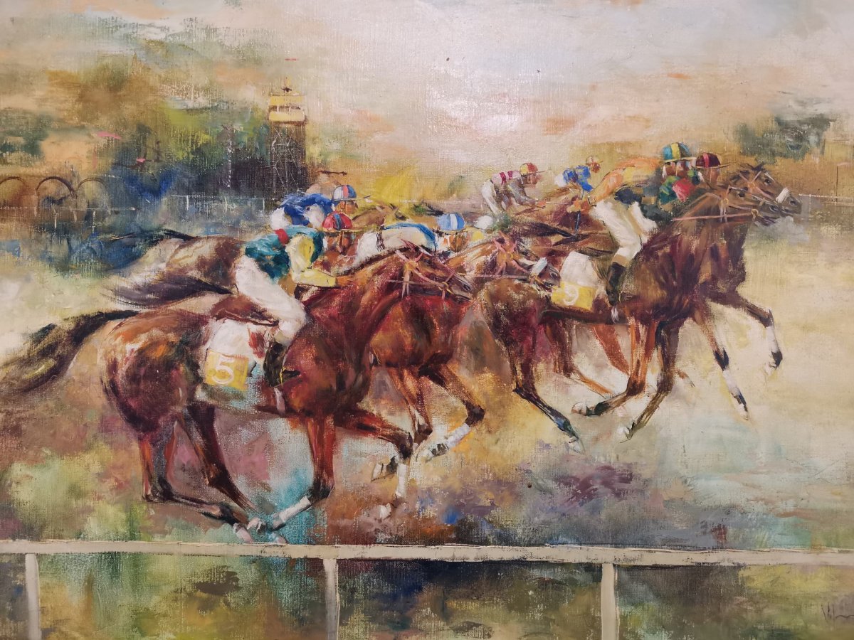 Oil On Canvas With Horse Race-photo-4