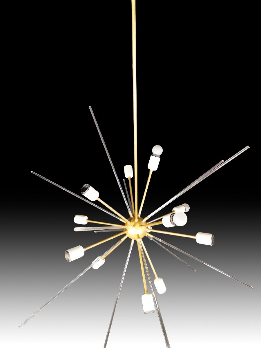 Lustre  De Laiton Et Méthacrylate, Des Années 80-photo-3