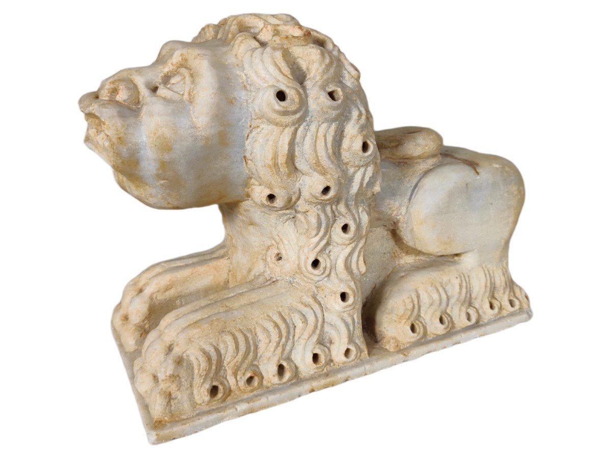 Lion En Marbre Roman Italien XIIe Siecle-photo-3