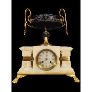 Art Nouveau Barbedienne Pendulum In Onyx