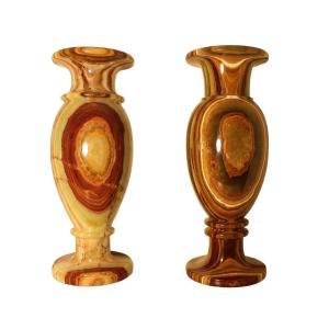 Un Paire  De Grands Vases En Onyx Des Années 50 