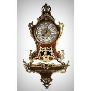  Horloge Murale Cartel  En Marqueterie Boulle Du XIXe Siècle, 110 Cm De Haut