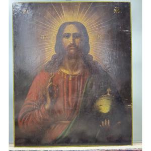 Icône Orthodoxe Du 19e Siècle Le Pantocrator