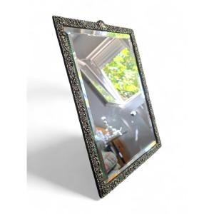 Large 19th Century Silver Mirror With Ornate Frame - French Work