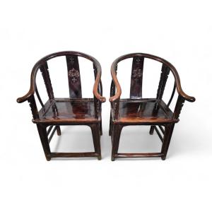 Pair Of 19th Century Chinese Qing Dynasty Armchairs