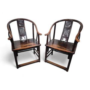 Pair Of 19th Century Chinese Qing Dynasty Armchairs