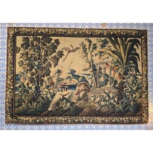 Large 18th Century Aubusson Tapestry – Exotic Birds And Architecture