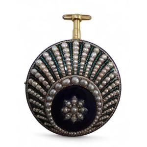 Leonard Bordier 18ct Gold Pocket Watch With Pearls And Enamel – Made For The Market