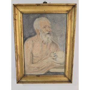 18th Century Colored Drawing Signed And Dated (1783) – Possibly Saint Jerome