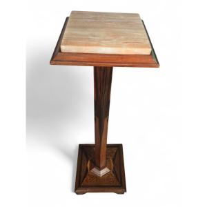 Elegant 19th Century Base In Exotic Wood And Onyx