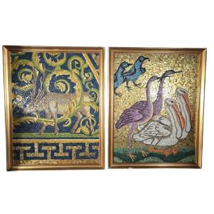 Pair Of Elegant Italian Mosaics, 19th Century