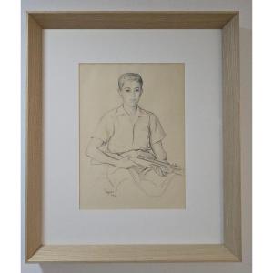 Dessin Original d'Antoni Tàpies (autoportrait)