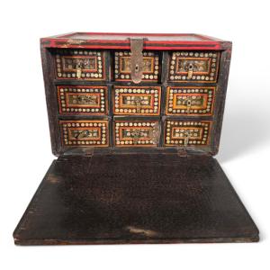 19th Century Indian Hand Painted Wooden Box