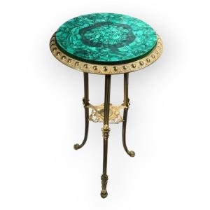 Table Italienne En Bronze Doré Et Malachite – Fin Du XIXe Siècle