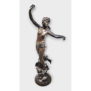  French Bronze Sculpture Representing A Nude Woman, Marcel Debut 108 Cm