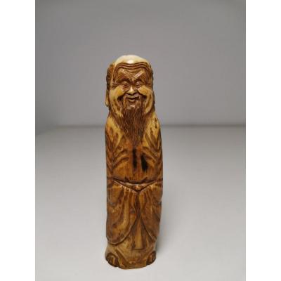 Chinese Monk In Ivory From XIX Eme