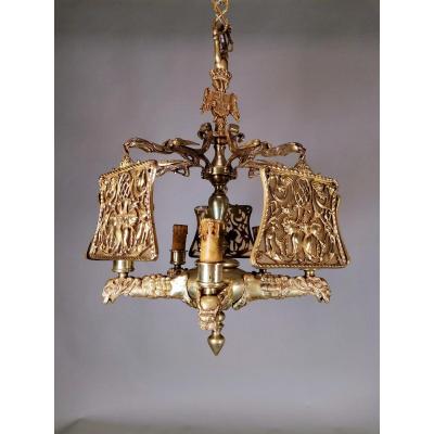 Importante Lampe En Bronze DorÉ Du XIXème SiÈcle