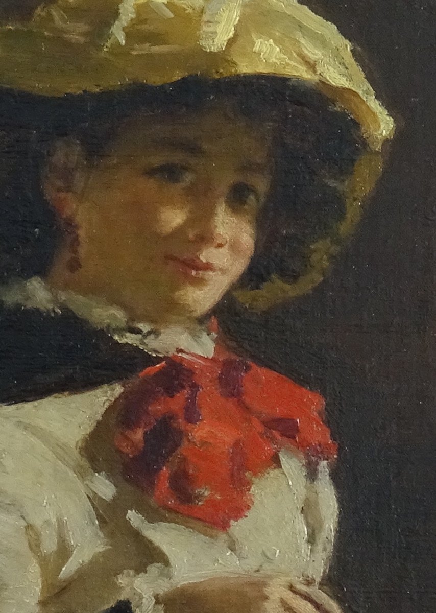 Portrait 'young Girl With A Red Bow', Venetian Ambitus-photo-2