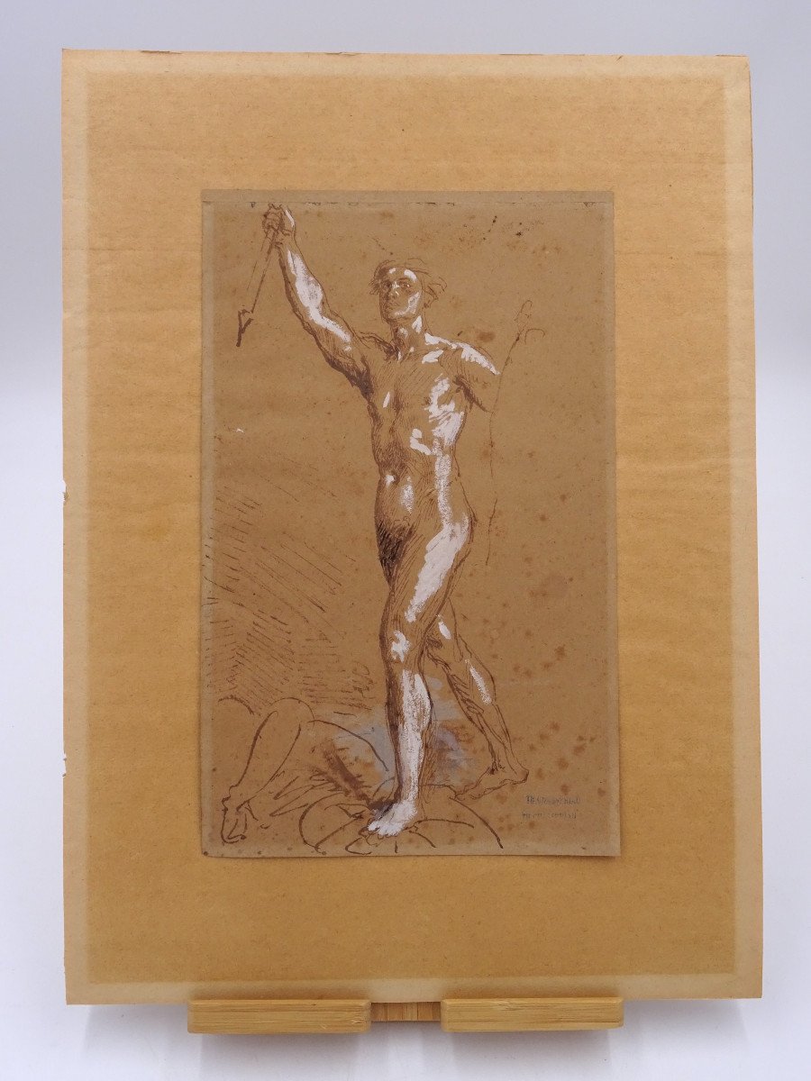 Preparatory Drawing Pencil On Paper By Théodore Chassériau, C. 1850s