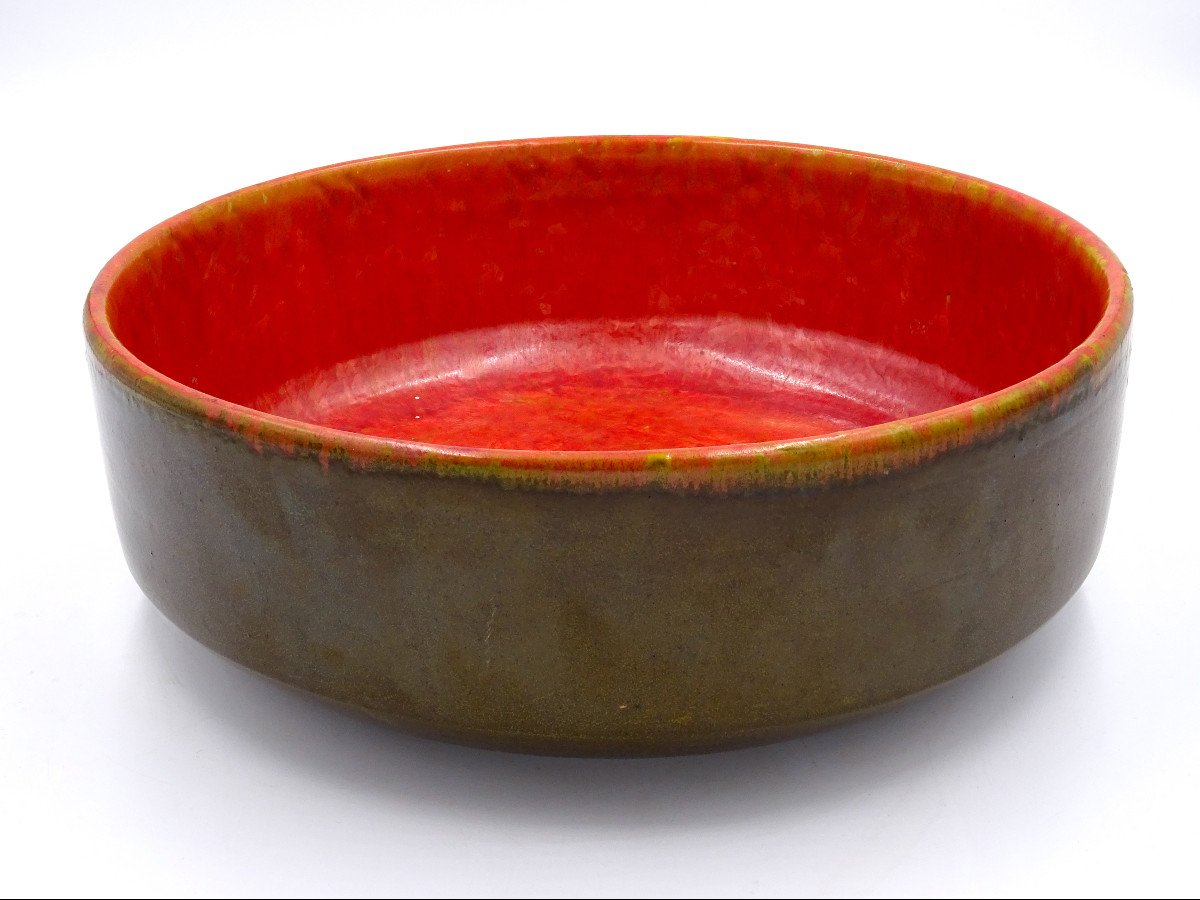 Glazed Ceramic Bowl/centerpiece, Alessio Tasca 1970s.-photo-2