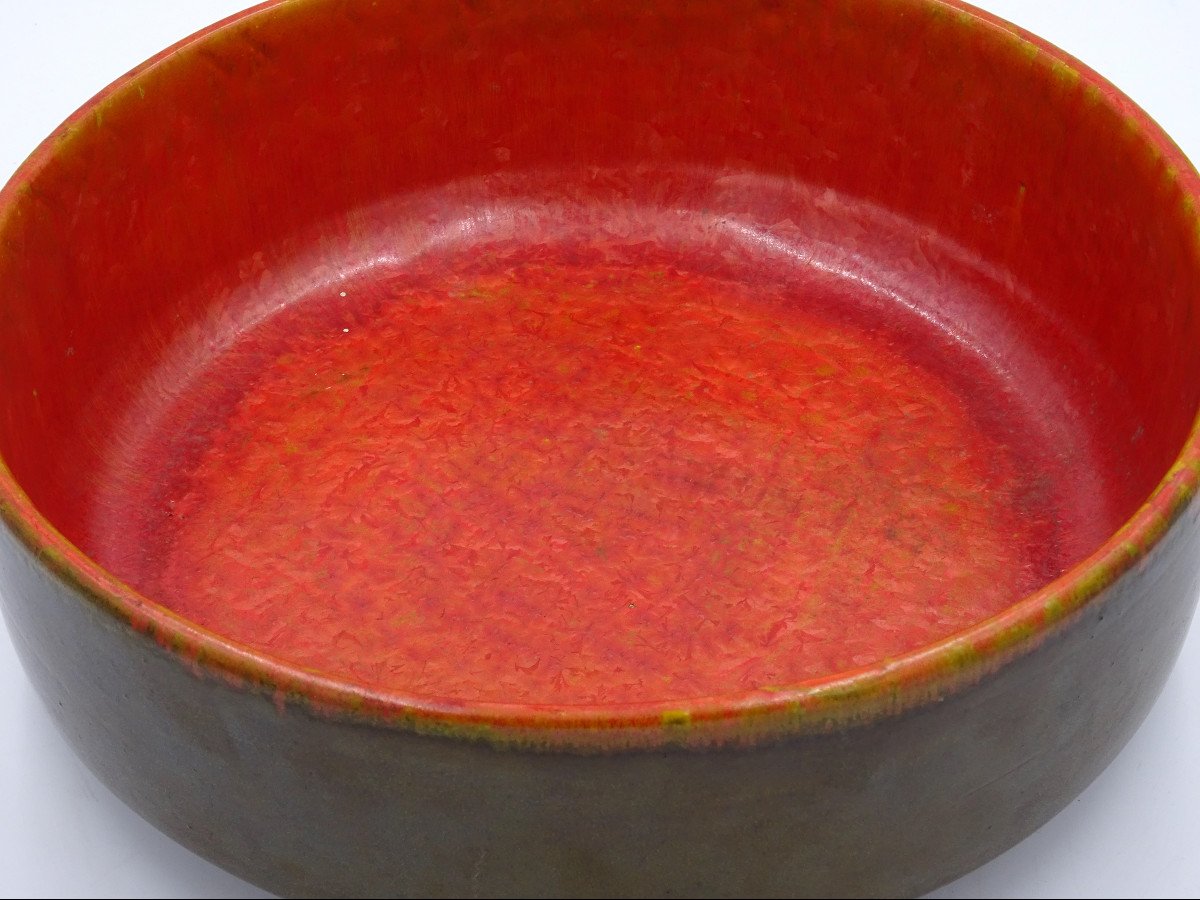 Glazed Ceramic Bowl/centerpiece, Alessio Tasca 1970s.-photo-1