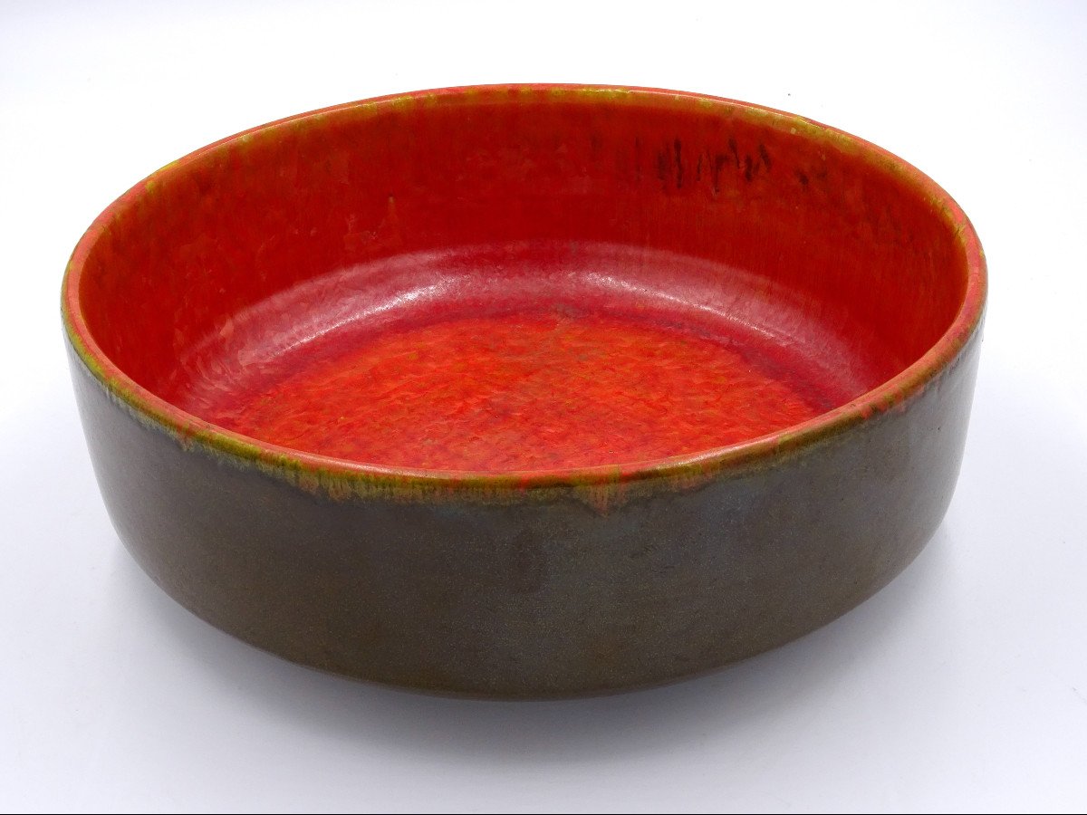 Glazed Ceramic Bowl/centerpiece, Alessio Tasca 1970s.-photo-5